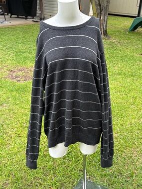 St. John's Bay Black and White Striped Crewneck Sweater
